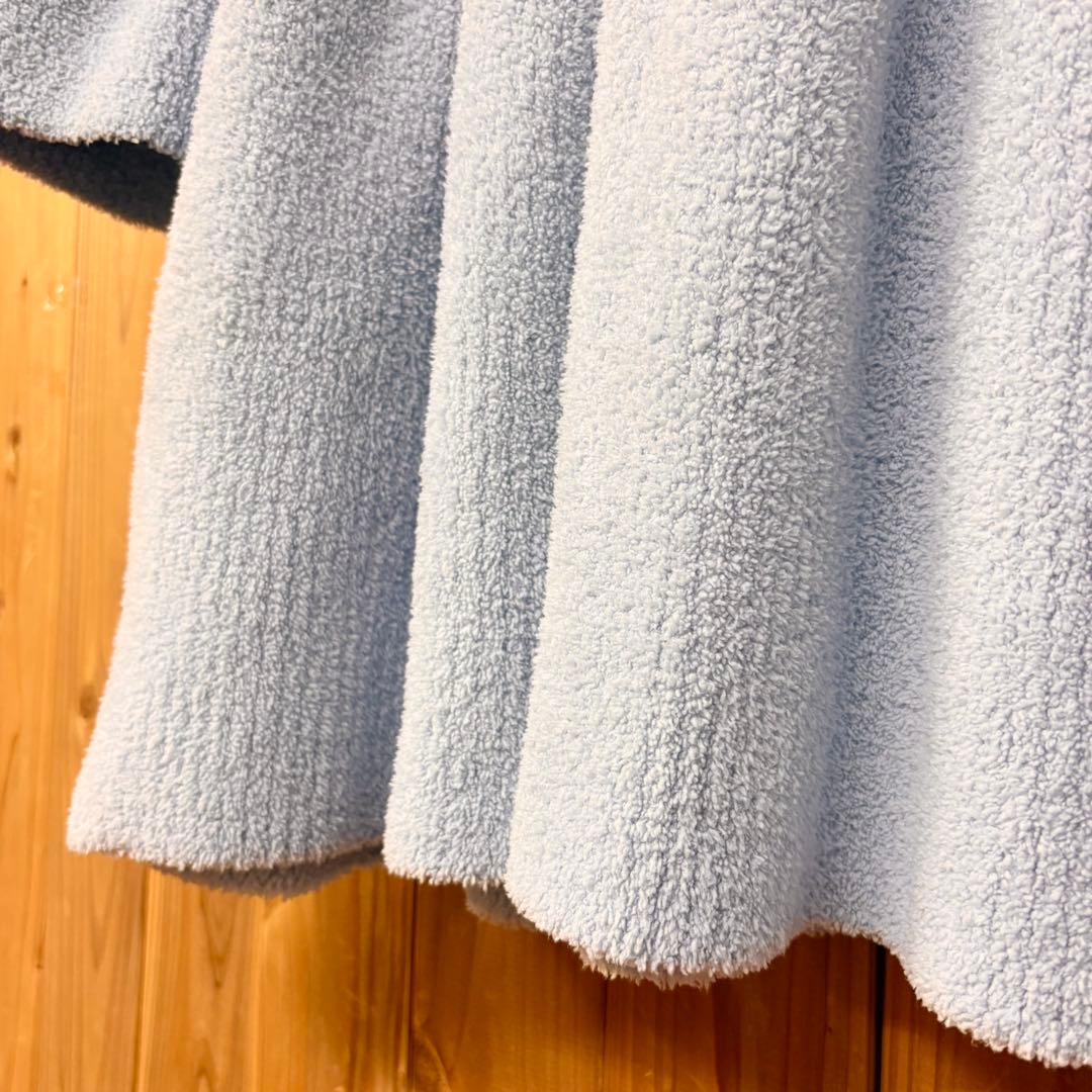 ピンクハウス 水色 ロゴリボン使い モコモコチュニックニット