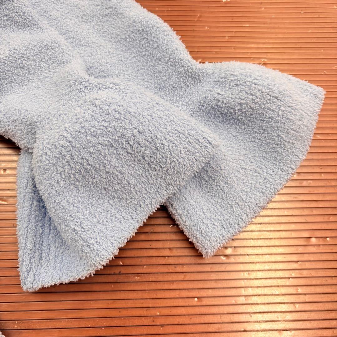 ピンクハウス 水色 ロゴリボン使い モコモコチュニックニット