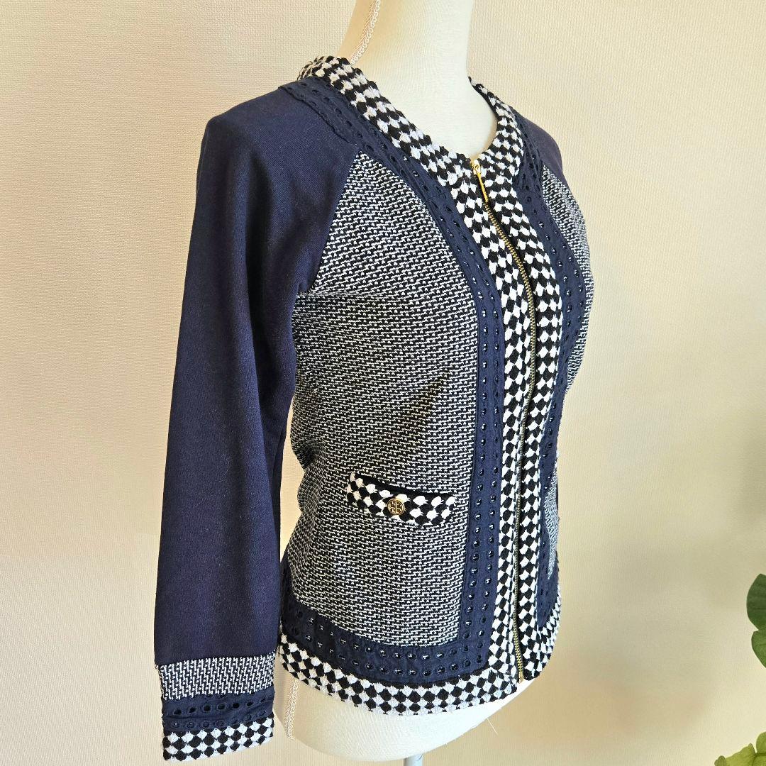 TORY BURCH トリーバーチ ノーカラー ジャケット ツイード 金ボタン
