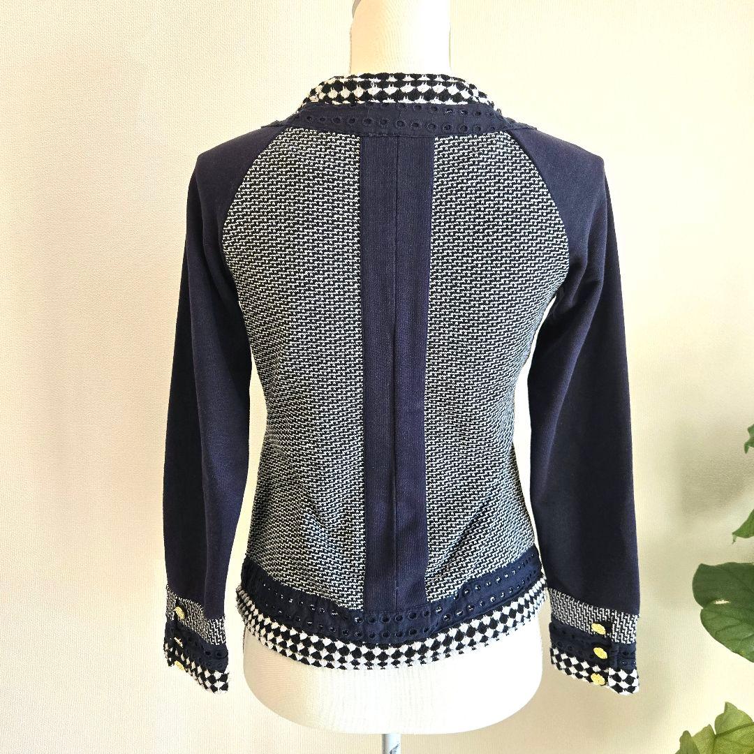 TORY BURCH トリーバーチ ノーカラー ジャケット ツイード 金ボタン