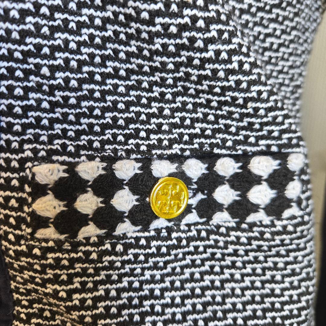 TORY BURCH トリーバーチ ノーカラー ジャケット ツイード 金ボタン