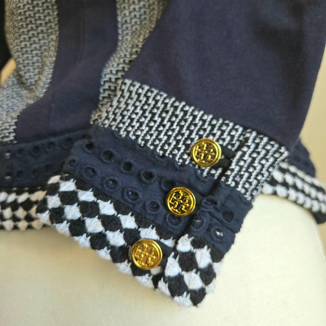 TORY BURCH トリーバーチ ノーカラー ジャケット ツイード 金ボタン