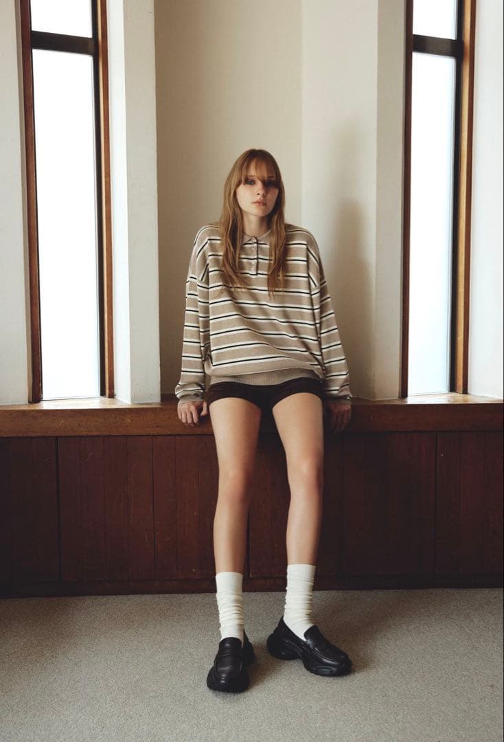 THETOE ブラックレザー厚底ローファー