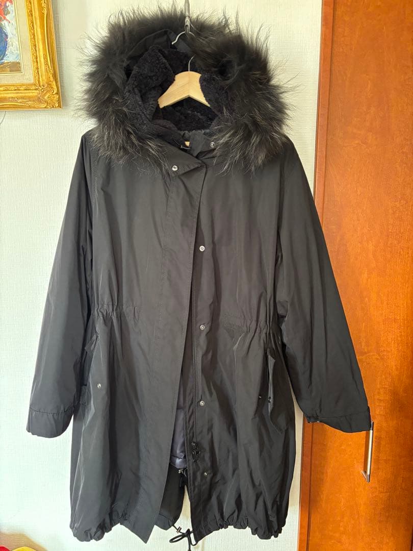 ブラック モッズコート ファー付き　23区L