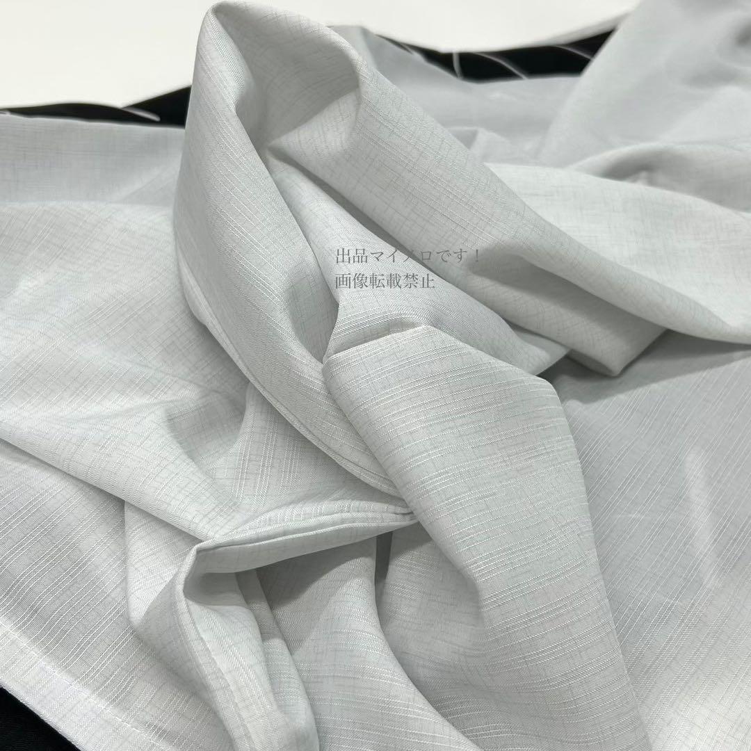 浴衣　夏　単着物　白×黒　吸湿速乾　半身仕立て　片身替わり　帯　0708③