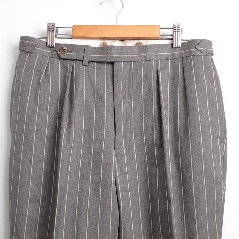 ポールスチュアート セットアップスーツ 48 グレー ピンストライプ ダブル