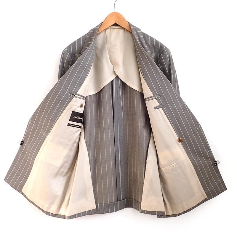 ポールスチュアート セットアップスーツ 48 グレー ピンストライプ ダブル