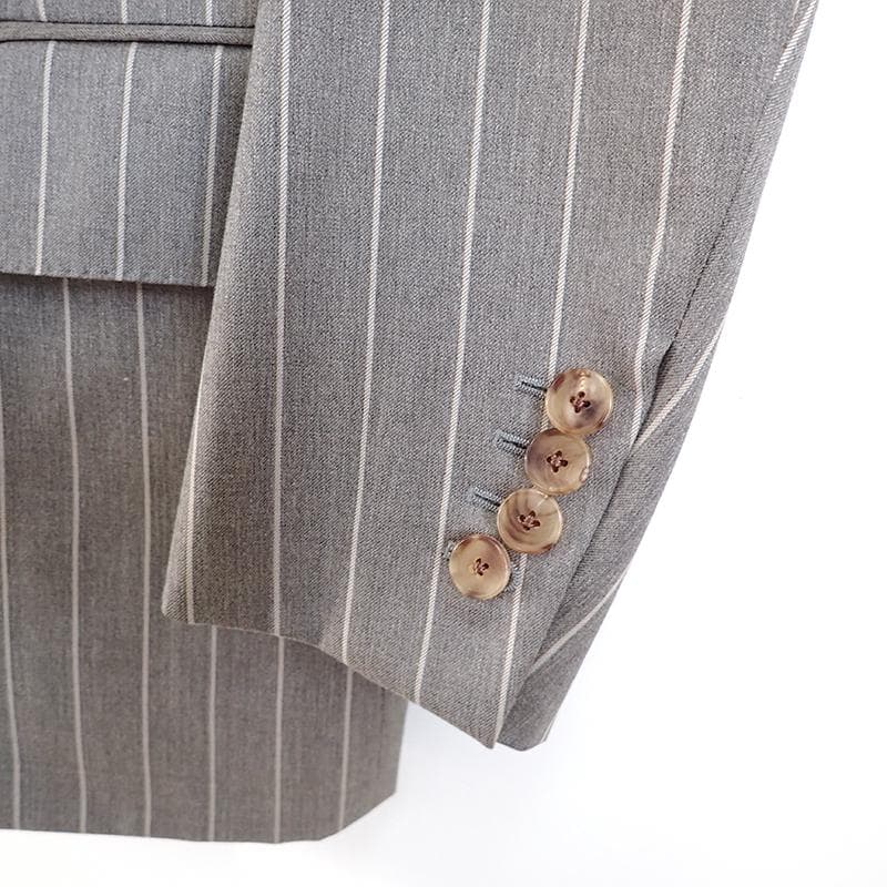 ポールスチュアート セットアップスーツ 48 グレー ピンストライプ ダブル