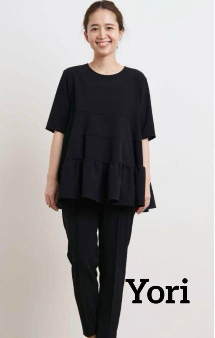 Yori ヨリ　ハーフスリーブティアードブラウス　36 美品