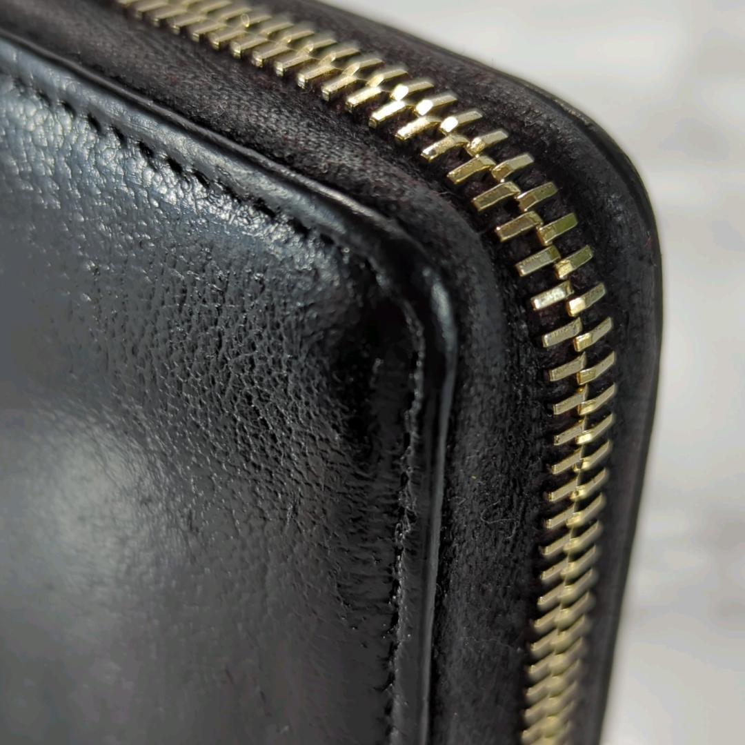 イブサンローラン　カサンドラ　刺繍長財布　ラウンドファスナー　ブラック