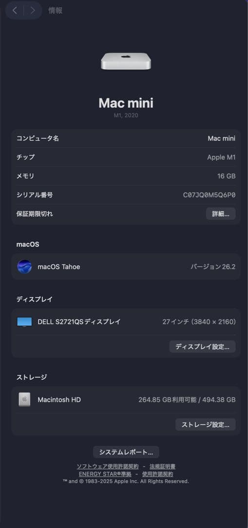 Mac mini M1 (16GBメモリ / 512GB SSD) CTOモデル