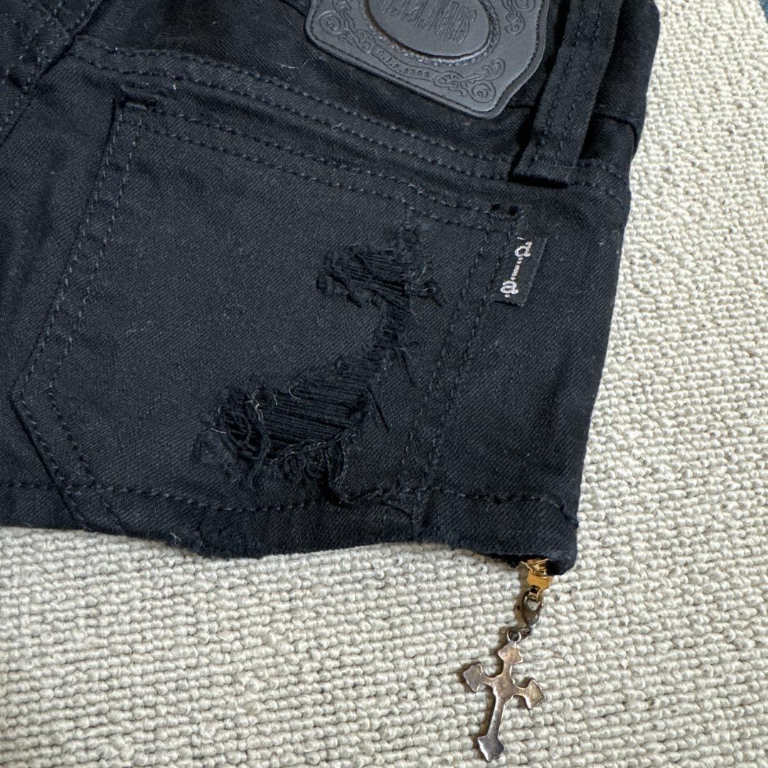 新品タグ付d.i.a.★黒/ダメージサイドジップショーパン★金/ゴールドスタッズ