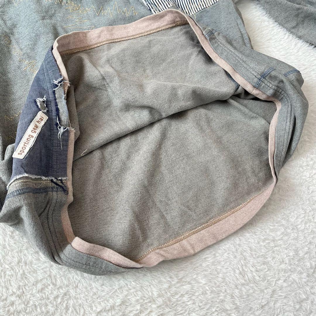 【ハイスポーティングギア】ハイネック長袖Tシャツ パッチワーク 綿100 日本製