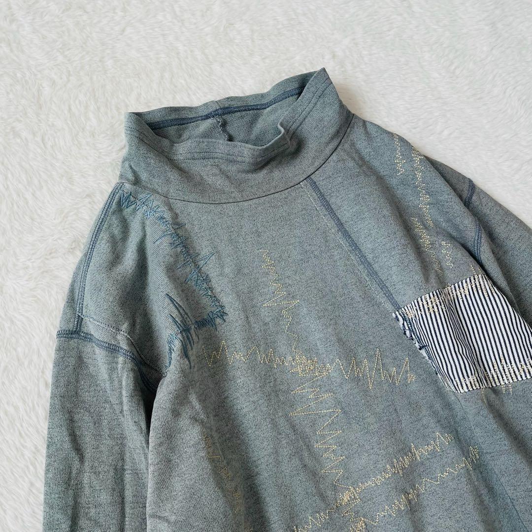 【ハイスポーティングギア】ハイネック長袖Tシャツ パッチワーク 綿100 日本製
