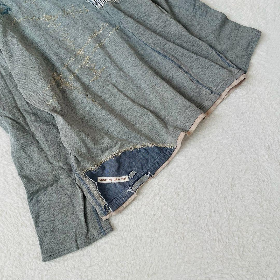 【ハイスポーティングギア】ハイネック長袖Tシャツ パッチワーク 綿100 日本製