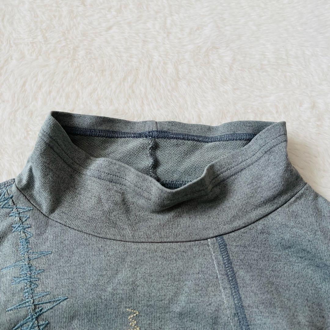 【ハイスポーティングギア】ハイネック長袖Tシャツ パッチワーク 綿100 日本製