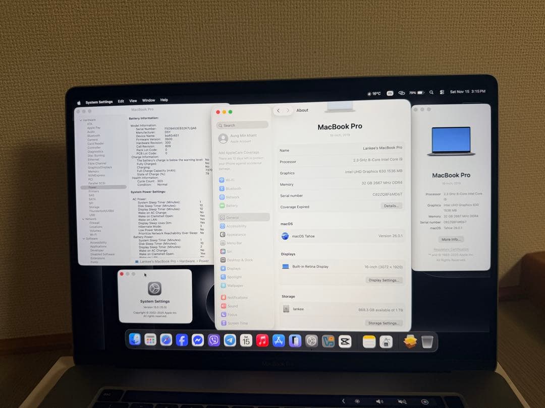 MacBook Pro i9 32GB 1024GB＋おまけ32gb stick