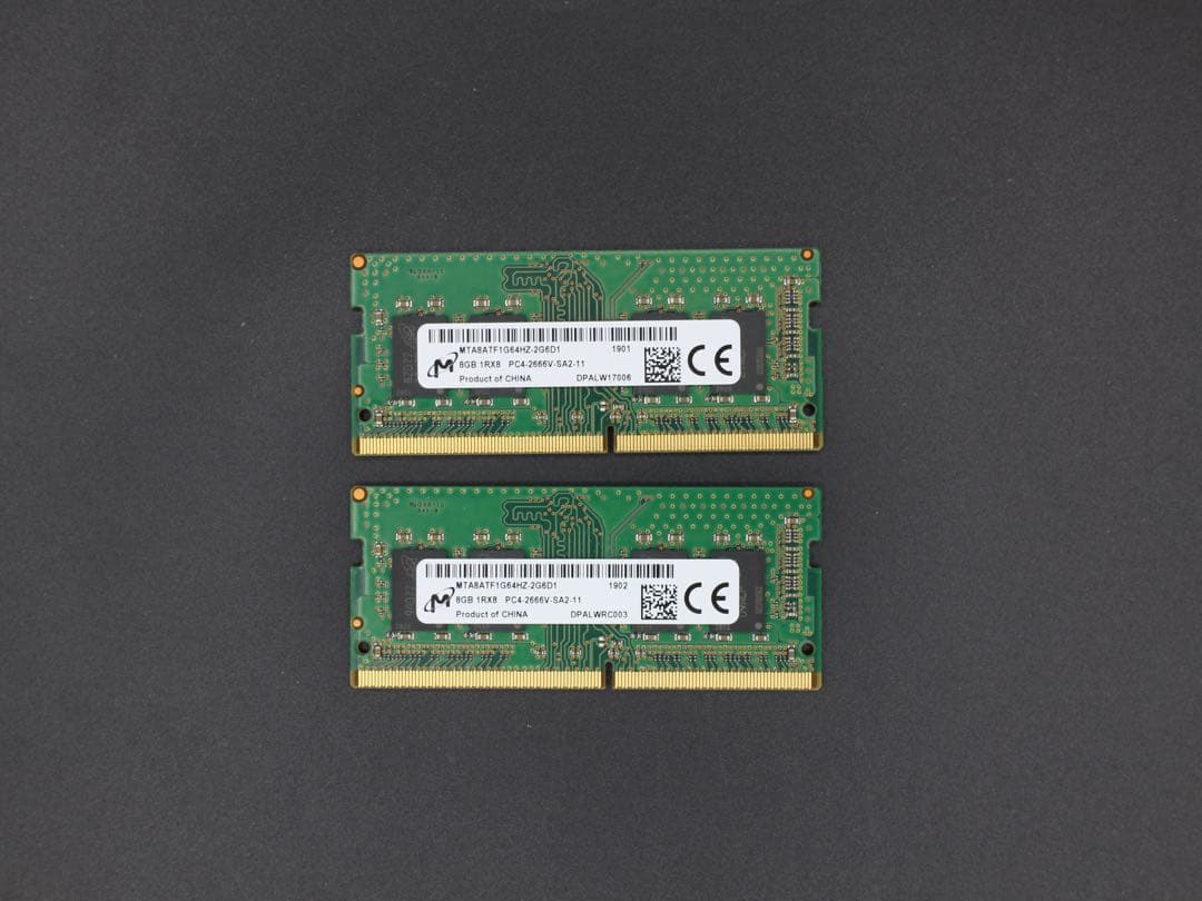 Micron DDR4 メモリ 16GB（8GB×2枚）PC4-2666V