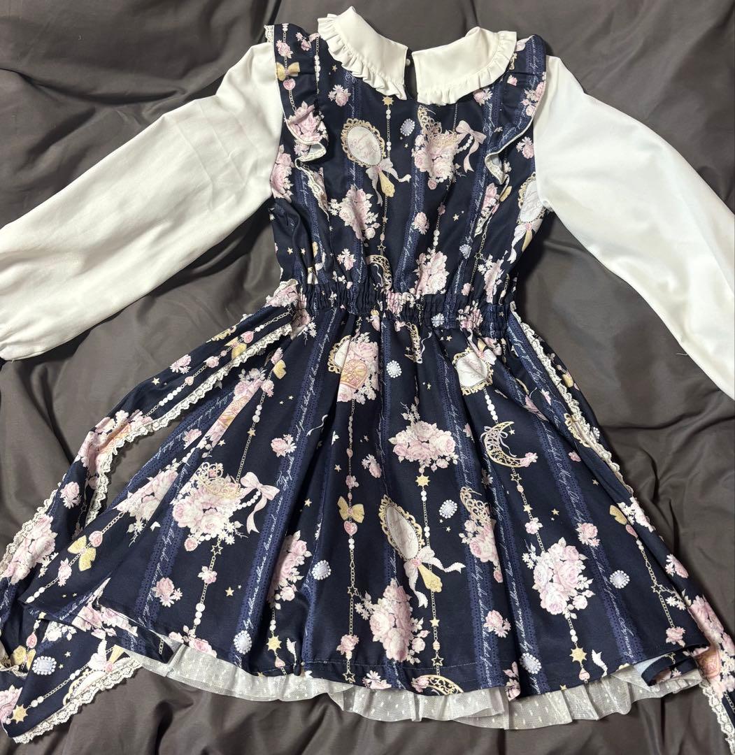 LIZLISA ジュエリー柄ワンピース ネイビーです。