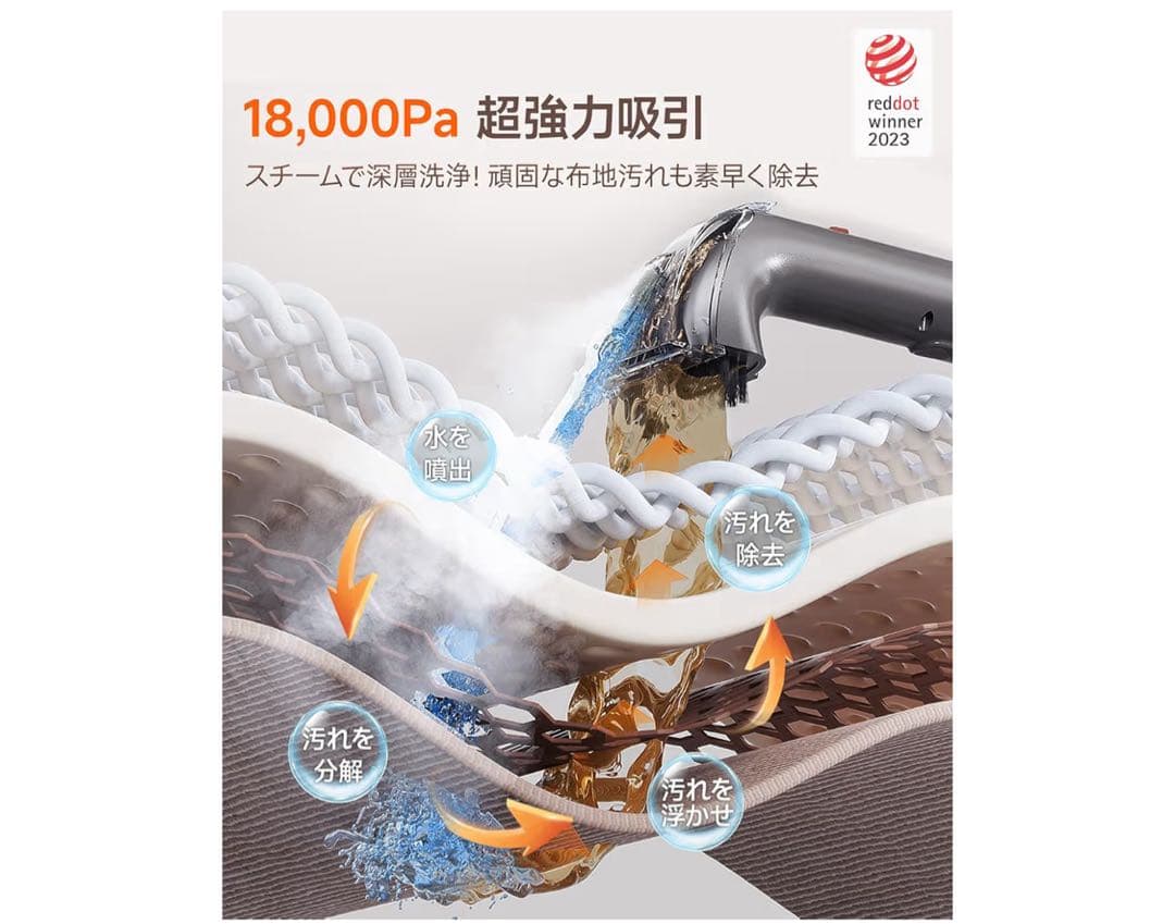 uwant B400スチームクリーナー 蒸気 超強吸引家庭用カーペットクリーナー