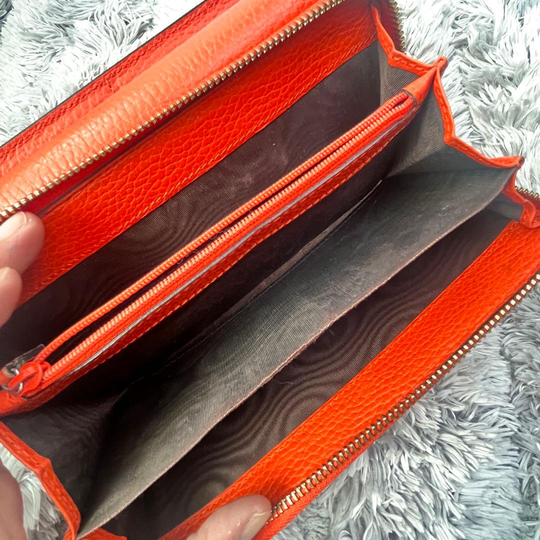 良品✨GUCCI 大容量　インターロッキング　財布　ラウンドファスナー　オレンジ