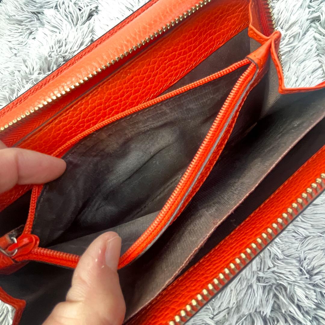 良品✨GUCCI 大容量　インターロッキング　財布　ラウンドファスナー　オレンジ
