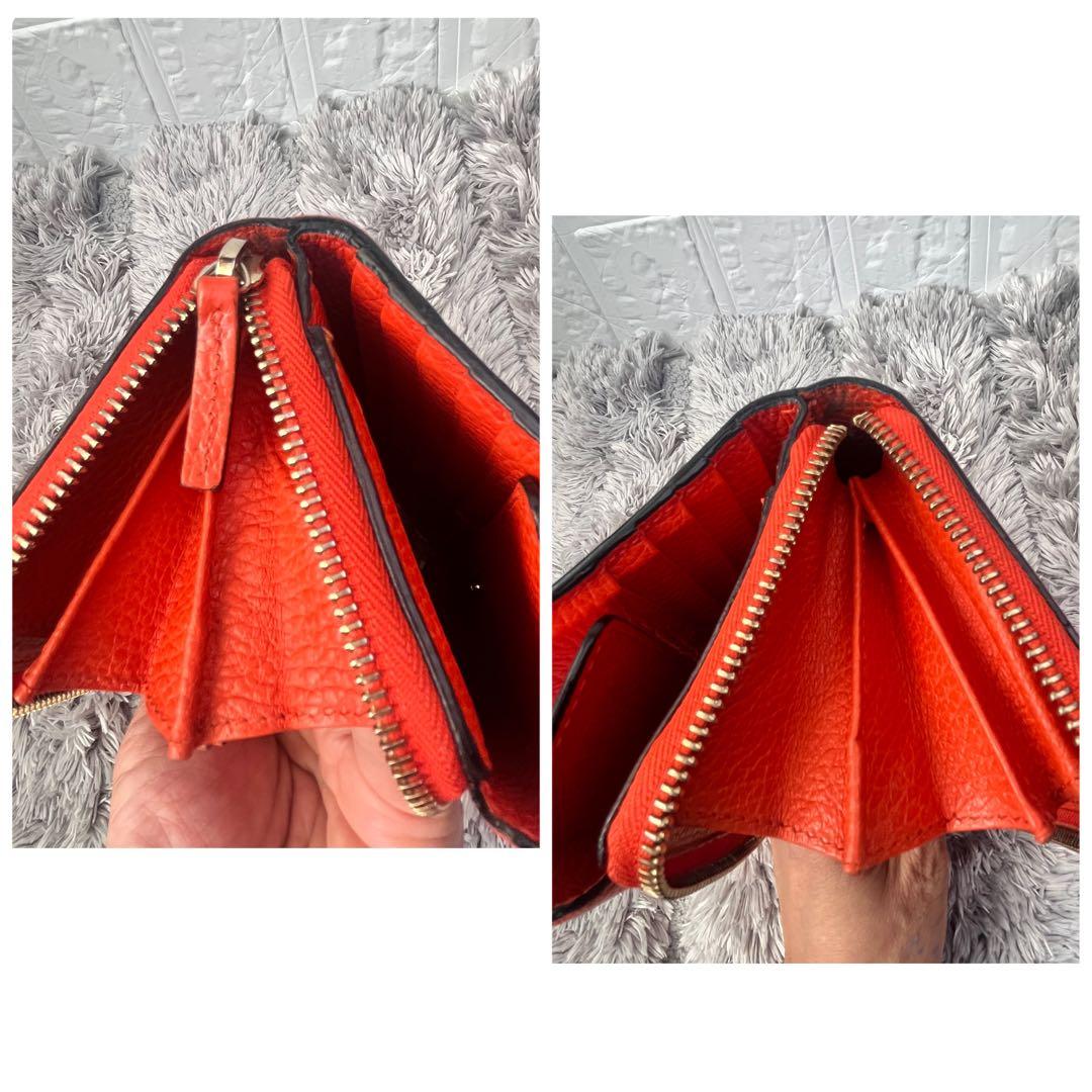 良品✨GUCCI 大容量　インターロッキング　財布　ラウンドファスナー　オレンジ