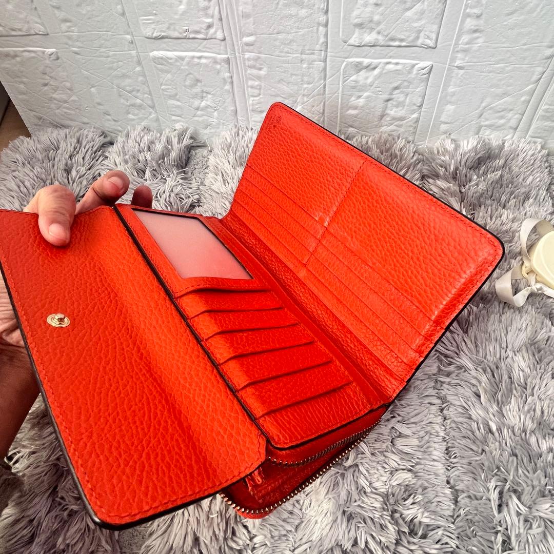 良品✨GUCCI 大容量　インターロッキング　財布　ラウンドファスナー　オレンジ