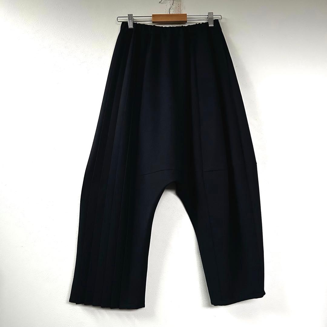 【匿名配送】gomme ゴム サイドプリーツ サルエルパンツ 紺 アシンメトリー