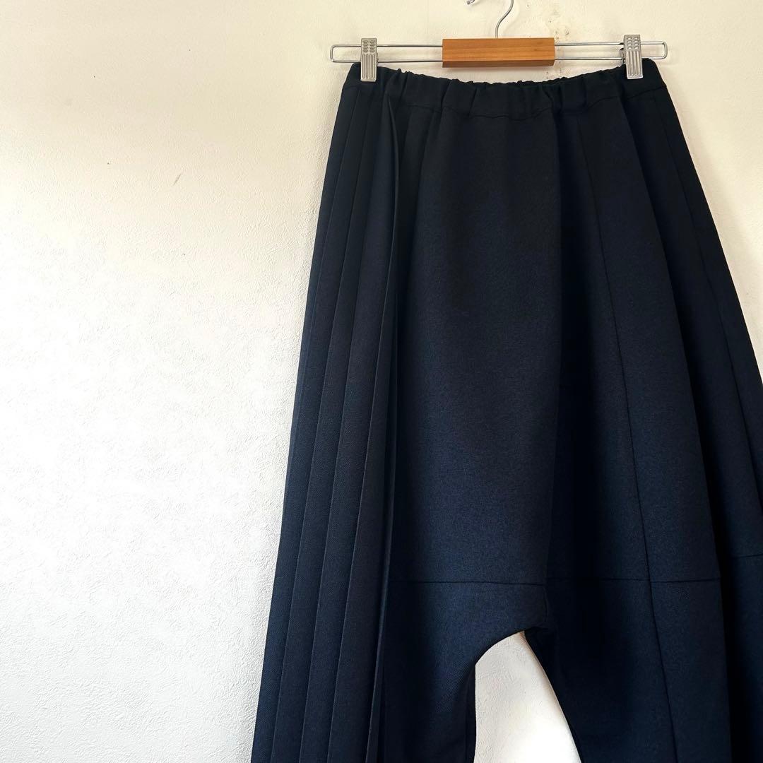 【匿名配送】gomme ゴム サイドプリーツ サルエルパンツ 紺 アシンメトリー