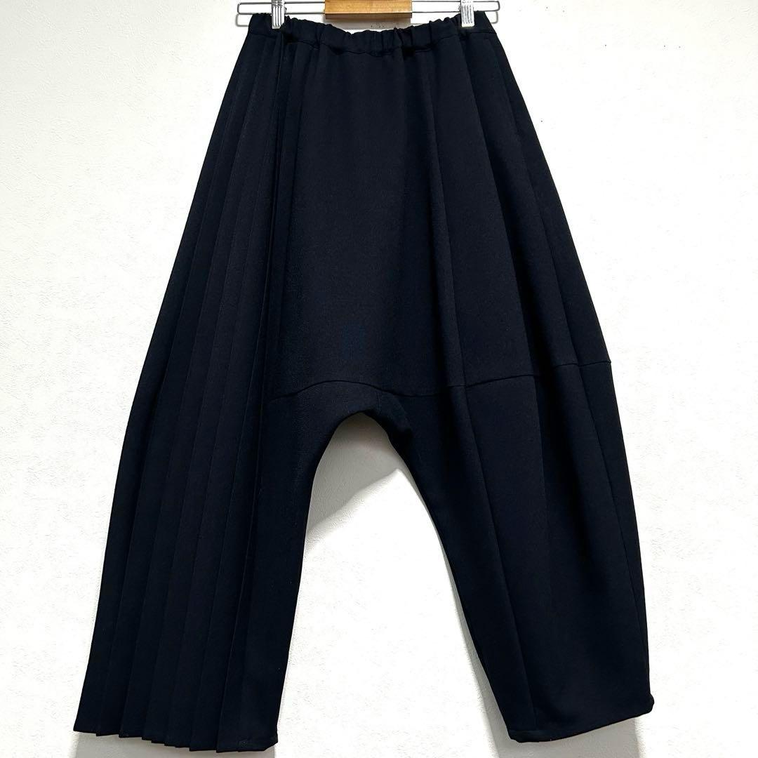 【匿名配送】gomme ゴム サイドプリーツ サルエルパンツ 紺 アシンメトリー