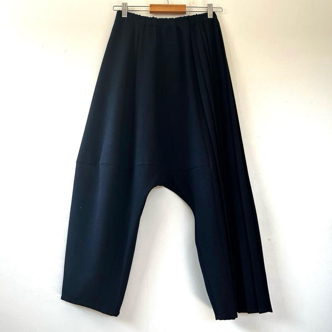 【匿名配送】gomme ゴム サイドプリーツ サルエルパンツ 紺 アシンメトリー