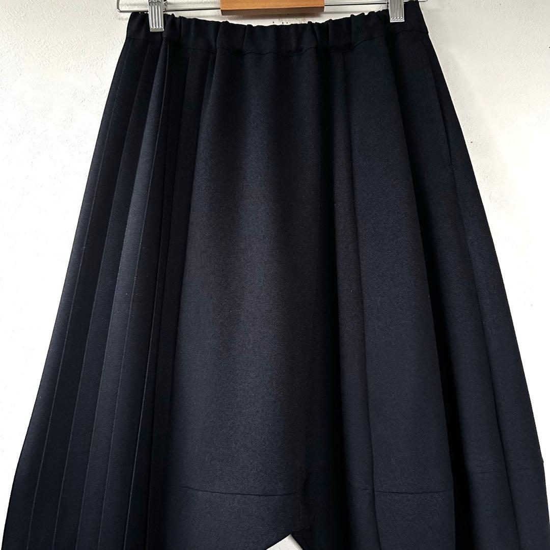 【匿名配送】gomme ゴム サイドプリーツ サルエルパンツ 紺 アシンメトリー