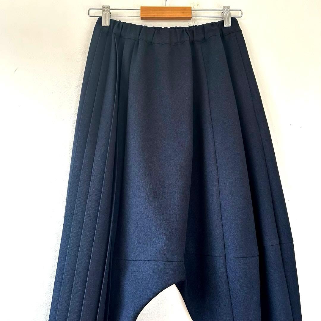 【匿名配送】gomme ゴム サイドプリーツ サルエルパンツ 紺 アシンメトリー