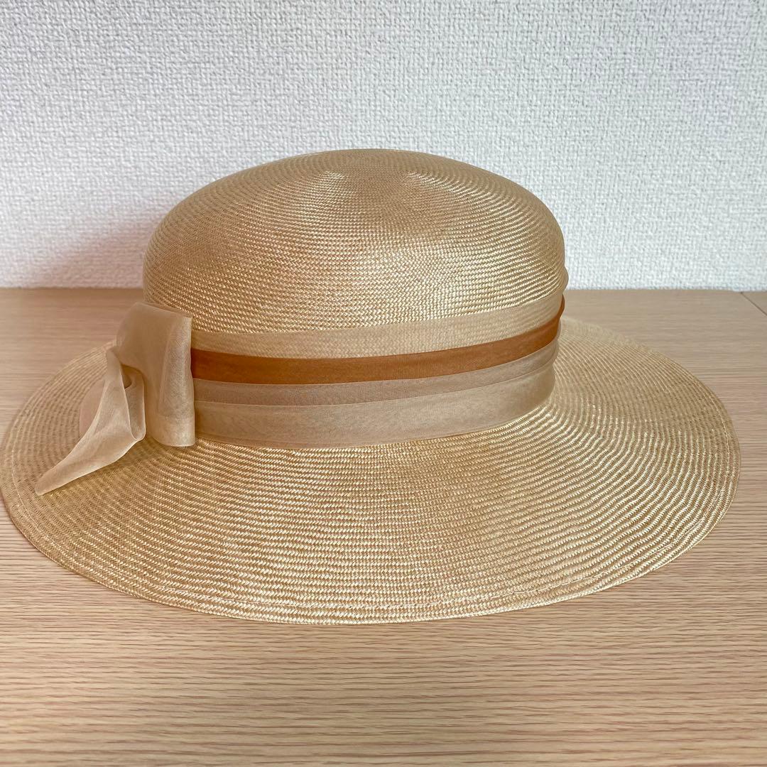 マキシン｜maxim｜麦わら帽子｜ゴールドラベル｜リボン｜あご紐付き｜エレガント