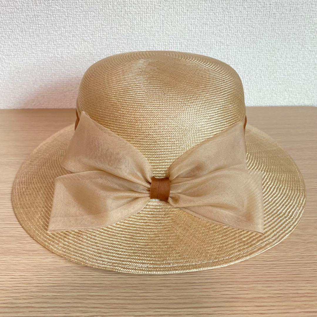 マキシン｜maxim｜麦わら帽子｜ゴールドラベル｜リボン｜あご紐付き｜エレガント