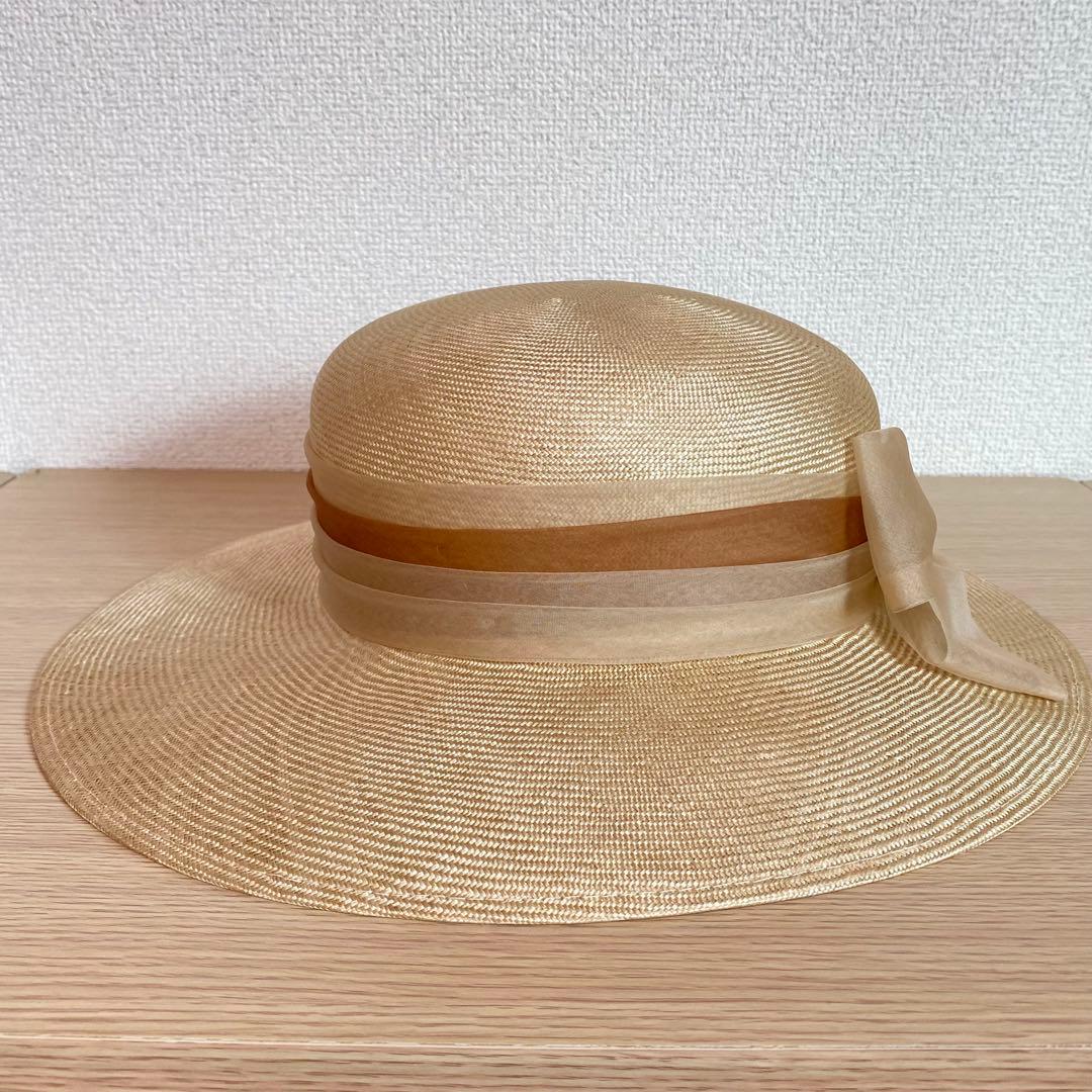 マキシン｜maxim｜麦わら帽子｜ゴールドラベル｜リボン｜あご紐付き｜エレガント