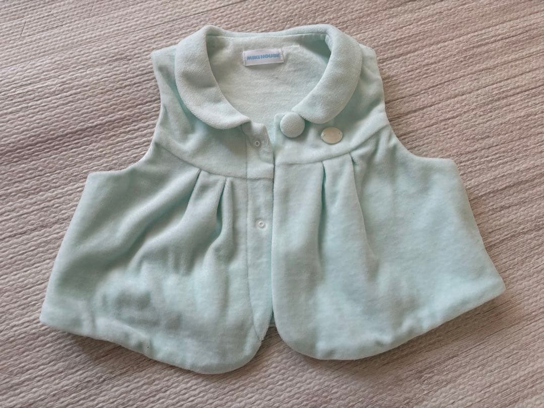破格ミキハウス ファースト ミントグリーン ベビー ロンパースセット