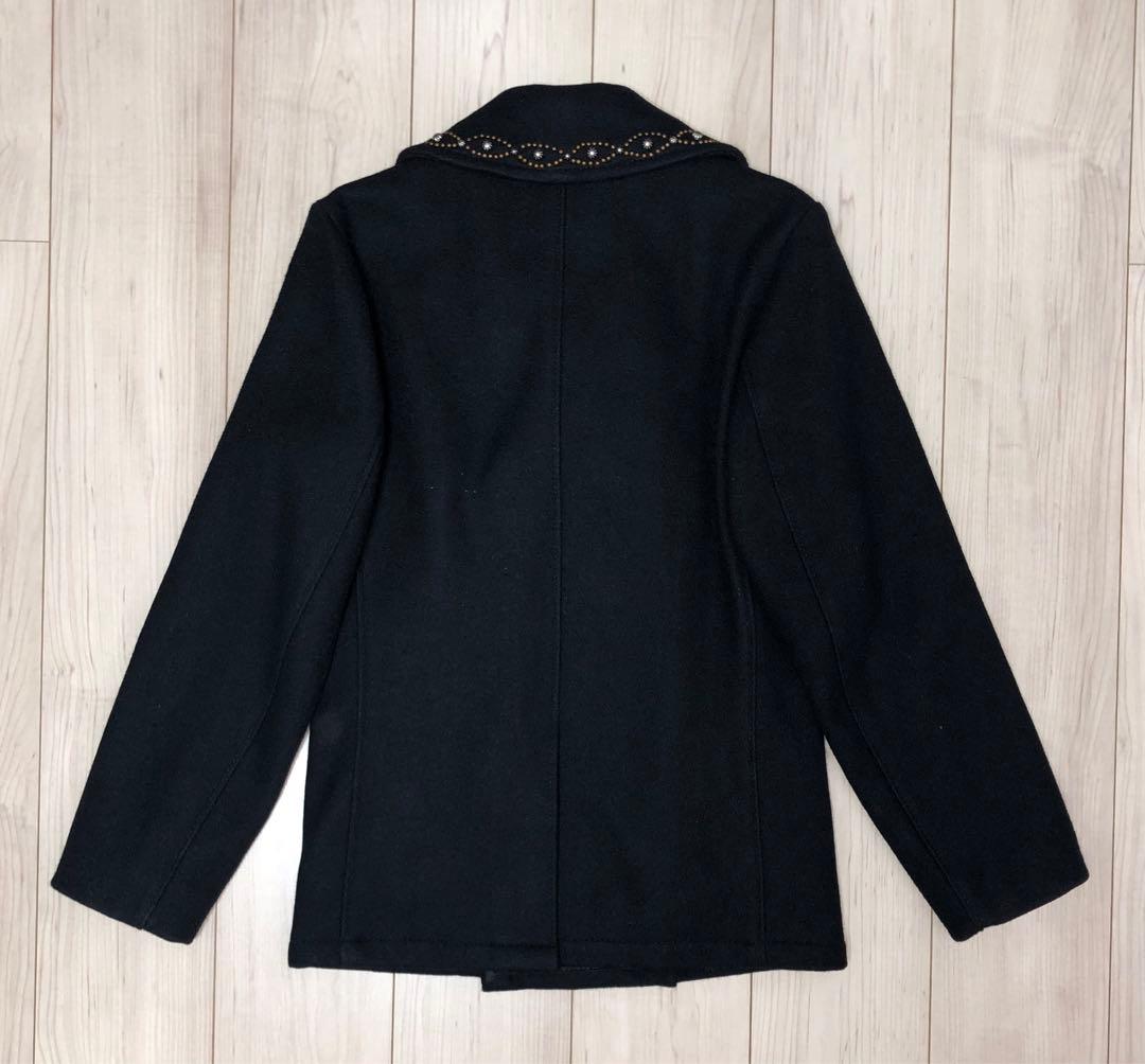 34 新品 Schott x HTC 753US Pコート スタッズ タイト 黒