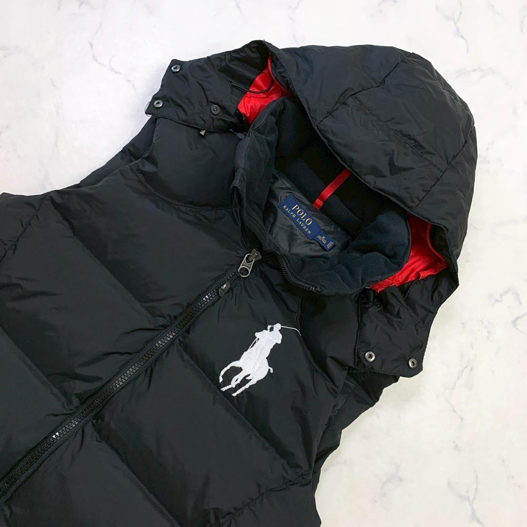 美品★ポロラルフローレン ダウンベスト ビッグポニー刺繍 ブラック M　D910