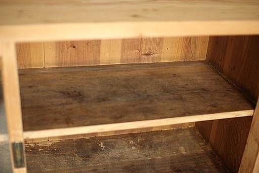 ロコ　古い木枠のガラス戸棚　引き出し3杯　水屋　食器棚　カウンター