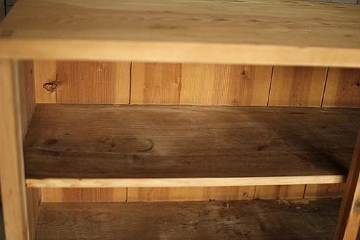 ロコ　古い木枠のガラス戸棚　引き出し3杯　水屋　食器棚　カウンター