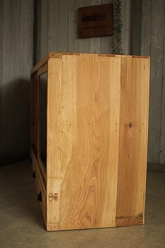 ロコ　古い木枠のガラス戸棚　引き出し3杯　水屋　食器棚　カウンター