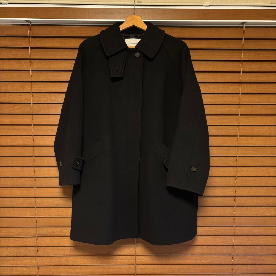FRAMe WORK ラムウールMIXシャルムバルカラーコート　ブラック36