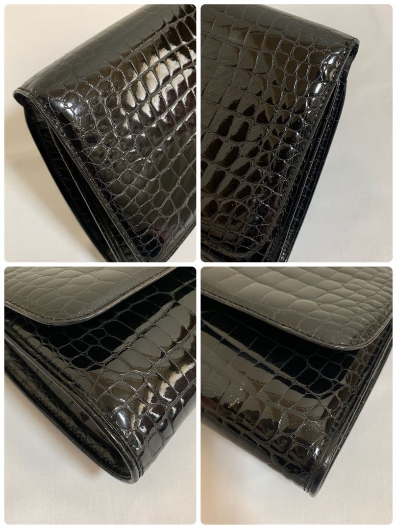 【CELINE セリーヌ】クラッチバッグ　セカンドバッグ　クロコ型押し　黒