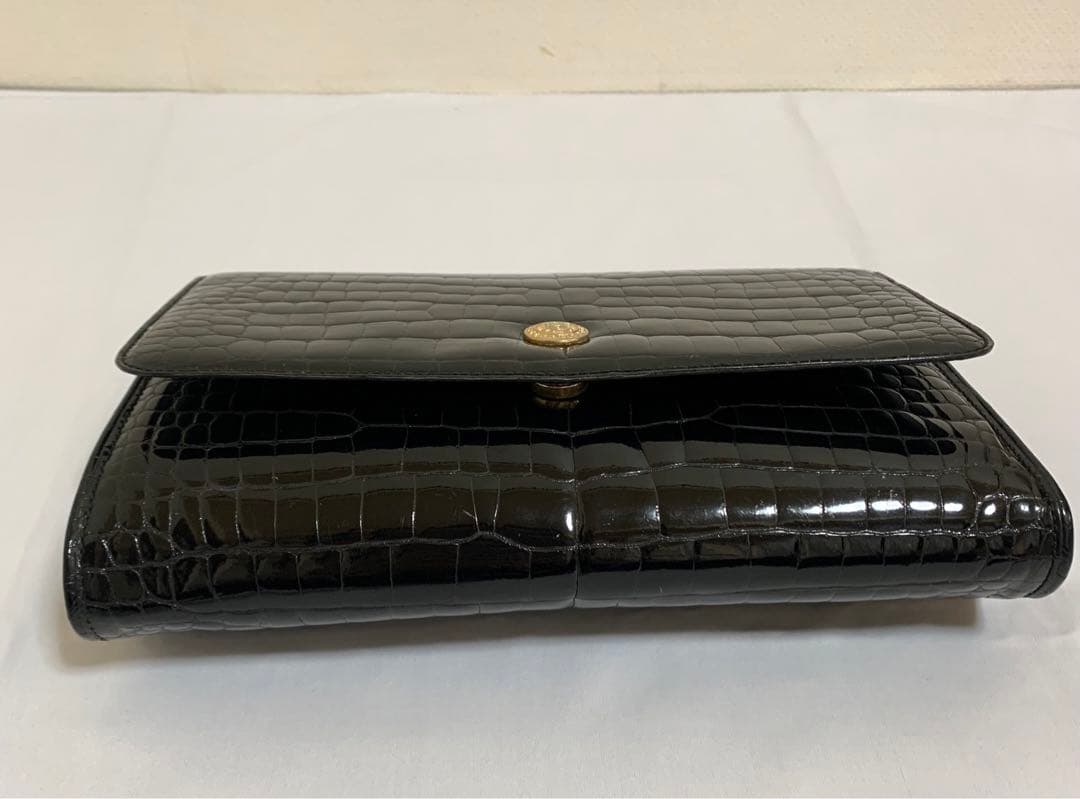 【CELINE セリーヌ】クラッチバッグ　セカンドバッグ　クロコ型押し　黒