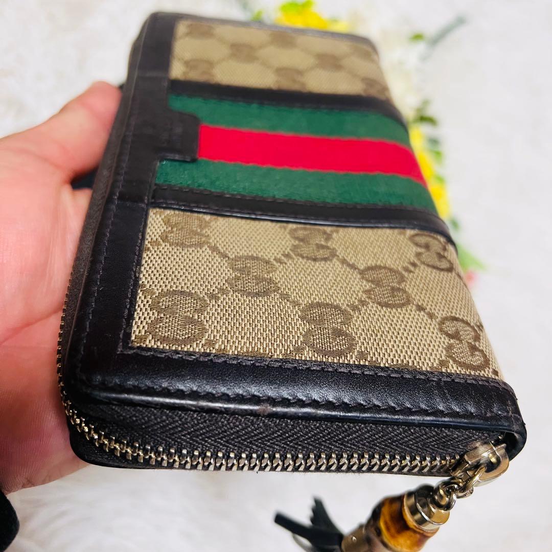 GUCCI✨グッチ✨財布✨ラウンドファスナー✨GGシェリーライン✨バンブー✨希少