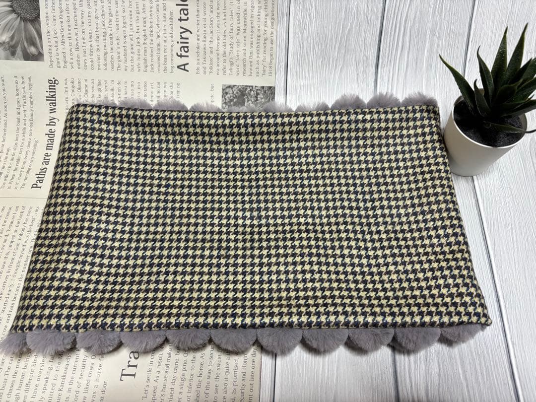 ハウンドツゥース柄のネックウォーマー　カシミア　　ポップコーンボア10点おまとめ