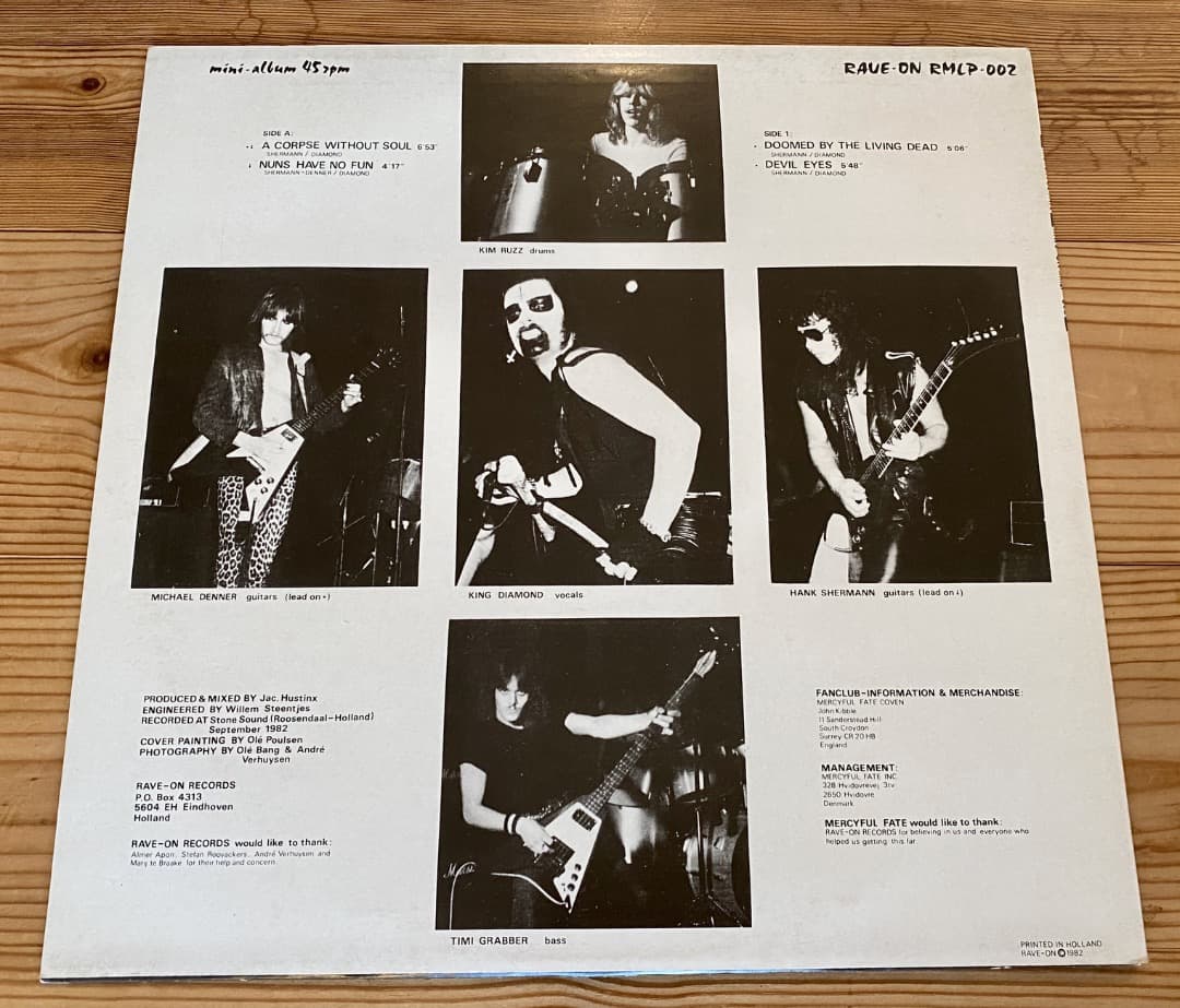 Mercyful Fate Rave-On Records 4曲入りレコード