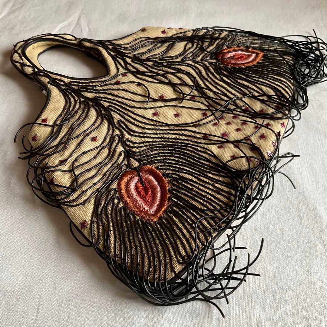 JAMIN PUESH孔雀の羽柄　刺繍バッグ【匿名配送】